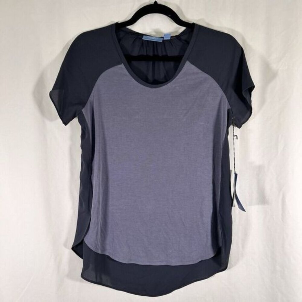 New Simply Vera Blouse Women's XS Blue 501 Demure Short Sleeve Round Neck